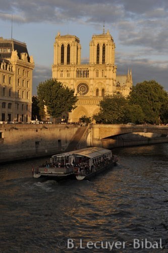 Façade,Notre-Dame,la Seine,péniche,bateau mouche