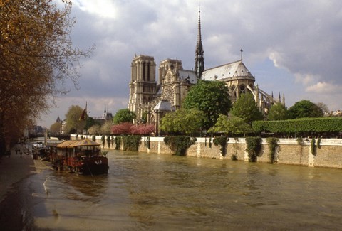 cathédrale Notre-Dame,la Seine,péniche